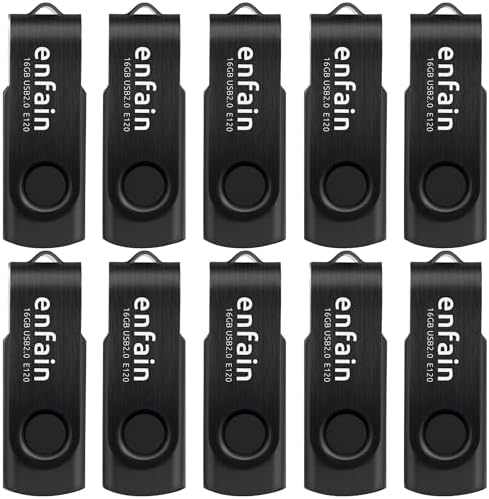 Enfain 10-Pack Red USB Flash Drives 16 GB – High-Speed USB 2.0 Memory Sticks with LED Indicator & 12 Labels for Easy Organization – Reliable & Portable Data Storage Solution for Professionals and Students