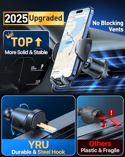YRU 2025 Enhanced Universal Car Phone Holder with 360° Rotatable Design & Robust Suction for i Phone & Samsung – Stylish Light Blue Dashboard & Windshield Mount for Secure, Hands-Free Navigation and Music Access