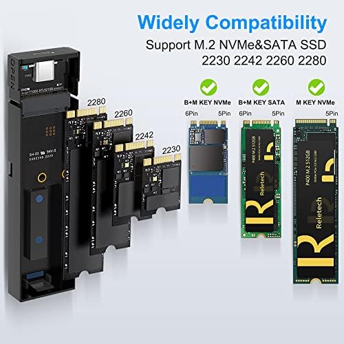 Ultra-Fast M.2 SSD Portable Hard Drive Enclosure – USB 3.1 Type-C (10 Gbps) Compatible with NVMe & SATA SSDs for Mac Book – Elegant Black Design for Enhanced Data Security and Versatile Storage Solutions