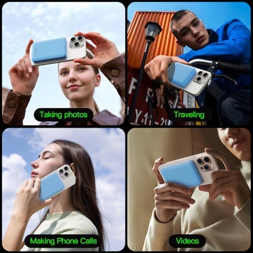 2025 Magnetic 15 W Slim Power Bank for i Phone – 5000 m Ah Magsafe Battery Pack with 20 W Fast Charging, Wireless Charger with LED Display for i Phone 12/13/14/15/16 Series – Ultimate Portability and Enhanced Charging Efficiency