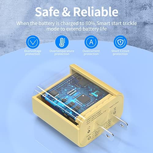 3-Pack Apple MFi Certified 20 W PD USB-C Fast Charger with 6 FT Cables – Premium Charging Solution for i Phone 14, 13, 12, and 11 Models – Rapid Charge Up to 50% in 30 Minutes – Enhanced Durability and Safety Features for Home and Travel Use – Optimal Compatibility with i Phone Pro Series and XS Models