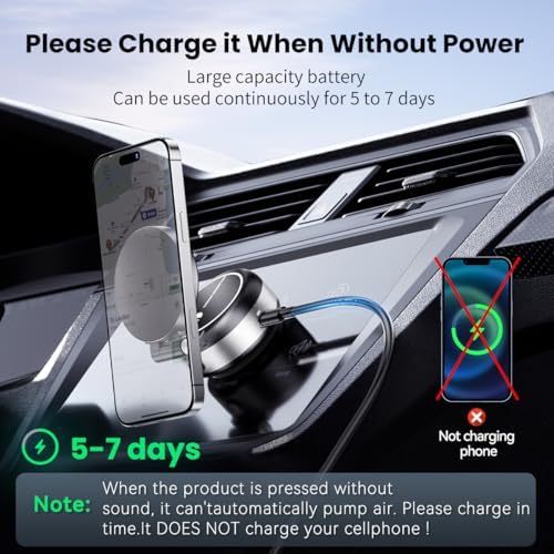 Electric Vacuum Magnetic Suction Phone Holder,XO Adjustable and Foldable Car Mount,Strong Magnetic Car Phone Holder for iPhone16/15/14/13/12,for Shower/Car/Mirror(Light Grey – Enhanced Compatibility and Speed