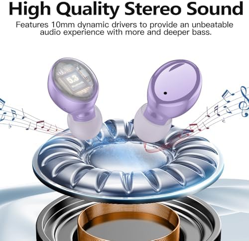 Kurdene Bluetooth 5.3 Wireless Earbuds – Featherweight Sports Earphones Delivering Rich Deep Bass and Crystal-Clear Call Clarity – Chic Light Blue In-Ear Headphones for Ultimate Comfort During Workouts and Daily Activities