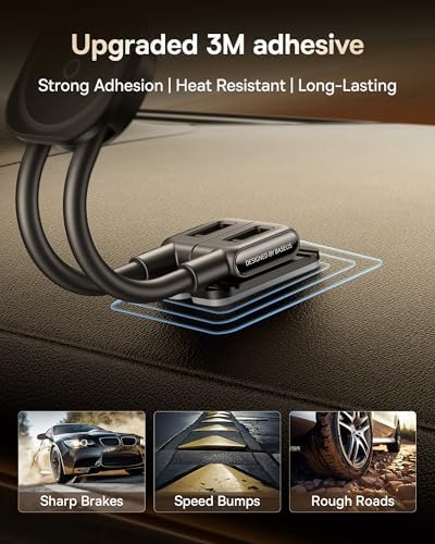 Baseus Mag Safe Car Mount: Advanced Dual Arm Magnetic Phone Holder for Seamless Navigation – Optimized for i Phone 16/15/14/13 Pro Max Plus – Sturdy Aluminum Construction for Ultimate Durability and Dashboard Versatility