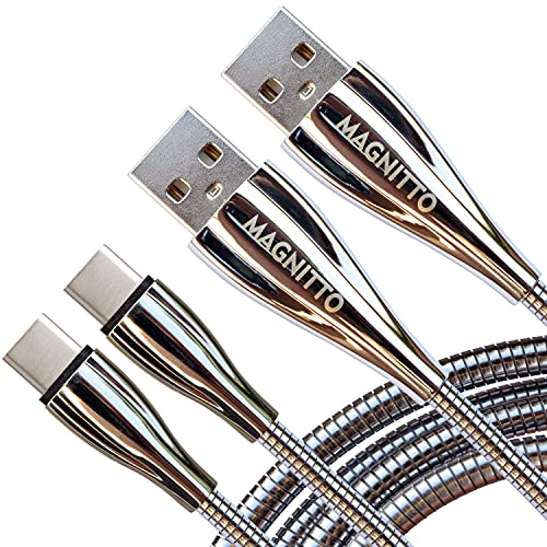 Premium 6 ft USB Type C Cable 2-Pack – Metal Braided Fast Charging Cord for Samsung Galaxy, PS5, Google Pixel – Superior Durability, Universal Compatibility, High-Speed Data Transfer
