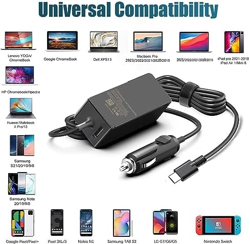 High-Speed 100 W USB-C Laptop Car Charger for Dell, Lenovo, Mac Book, HP, LG, Samsung – Universal Compatibility & Dual Charging Port for On-the-Go Power Solutions Elevate your charging experience with our versatile 100 W USB-C laptop car charger, engineered for seamless compatibility with top brands including Dell Latitude, Lenovo Think Pad, Mac Book Pro/Air, HP Spectre, and more. This advanced car charger features innovative rectifier technology that stabilizes voltage fluctuations, ensuring rapid and efficient power delivery of up to 100 W via USB-C, alongside an additional USB-A port offering 18 W max output. Ideal for a variety of vehicles such as cars, trucks, RVs, and boats, this charger is the perfect travel companion, enabling you to power your laptop and charge your mobile devices simultaneously. With a 30-day risk-free trial and a 24-month exchange guarantee, experience peace of mind while staying connected wherever you go. Optimize your productivity with this essential laptop accessory designed for both performance and convenience.