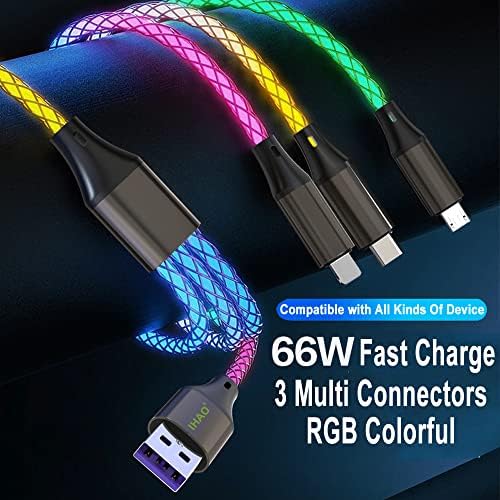 IHAO 60 W USB Type C to Type C Fast Charging Cable with LED Current Indicator – High-Speed Data Transfer for Android & i OS Devices – 39 Inch Universal Charger in Vibrant Green – Durable, Efficient Power Delivery for Modern Tech