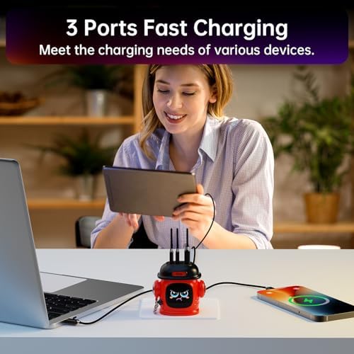 Divoom Dipow 65 W Ga N USB-C Fast Charger with Customizable Pixel Display – High-Efficiency Multi-Port Charging Hub for i Phone 16/15, Mac Book, Galaxy S23/S24, & Nintendo Switch – Includes 100 W Ultra-Fast Cable for Seamless Power Solutions on the Go