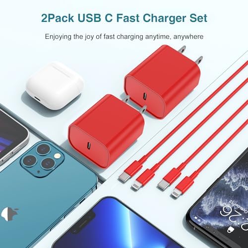 MFi Certified 20 W USB-C to Lightning Fast Charger for i Phone 14/13/12 – 6 FT Durable Cable & Power Delivery Block in Stylish Blue – Ultimate Solution for Rapid Charging of All Apple Devices Including i Pad Pro, XS, XR, 8 Plus – Optimized for Reliability and Speed