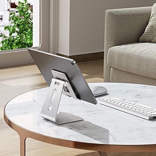 OMOTON Versatile Adjustable Tablet Stand for Desk – Enhanced Stability with Extended Arms for i Pad Pro/Air/Mini & Larger Smartphones – Stylish Purple Holder for Optimal Viewing Comfort and Clutter-Free Workspace