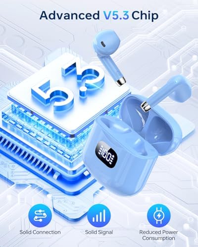 Next-Gen Bluetooth 5.3 Waterproof Earbuds – 40-Hour Ultra-Long Playback Wireless Headphones with Touch Control for Active Lifestyles – Sleek Indigo In-Ear Design, Ideal for Sports, Daily Commutes, and Casual Listening, Unmatched Comfort & Crystal-Clear Sound for Phones, Tablets, and Laptops
