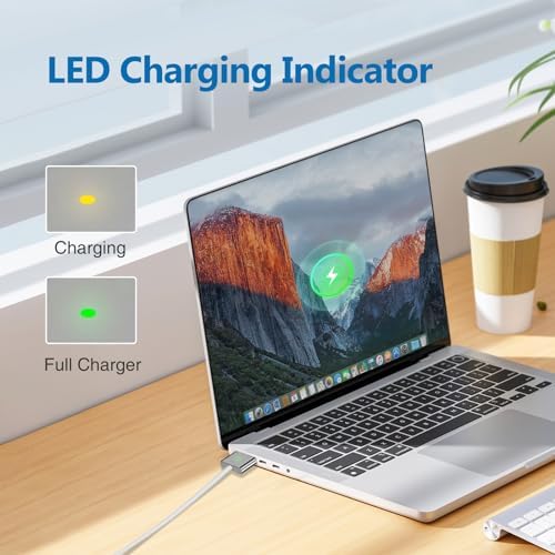 Ultra-Fast 140 W USB-C to Magnetic 3 Power Adapter for Mac Book Pro & Air (2021-2023) | Exceptional Charging Efficiency with 6.6 ft Braided Cable | Universal Compatibility for M1 & M2 Models | Innovative LED Indicator for Charging Status | CE/FCC/ROHS Certified Quality Assurance