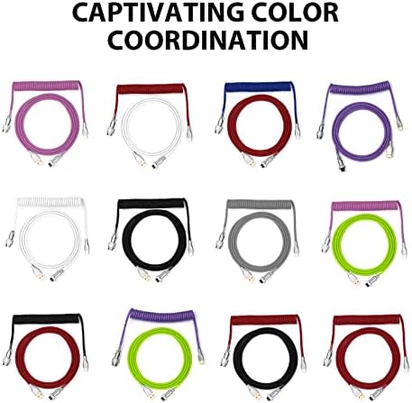 Transform Your Gaming Experience with the EPOMAKER Mix 1.8 m Coiled USB C to USB A TPU Keyboard Cable – Detachable Metal Aviator for Ultimate Customization, Sleek White Design for Enhanced Aesthetics, and Superior Performance for Mechanical Gaming Keyboards