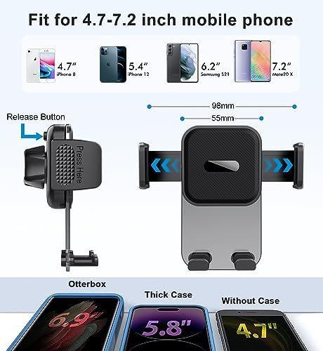 Upgraded 3-in-1 Car Phone Holder Mount,Phone Mount for Car Dashboard Air Vent Windshield,iPhone car Mount for All Smartphones & Car Models – Enhanced Compatibility and Speed