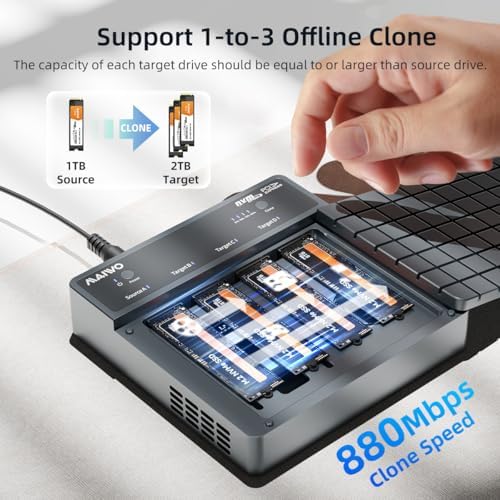 MAIWO 40 Gbps M.2 NVMe SSD Enclosure – Ultra-Fast USB4 Type-C Adapter for 8 TB SSDs – Tool-Free Installation with Thunderbolt 3/4 Compatibility – Durable Aluminum Alloy Design for Optimal Heat Dissipation – Perfect for Gamers and Creative Professionals