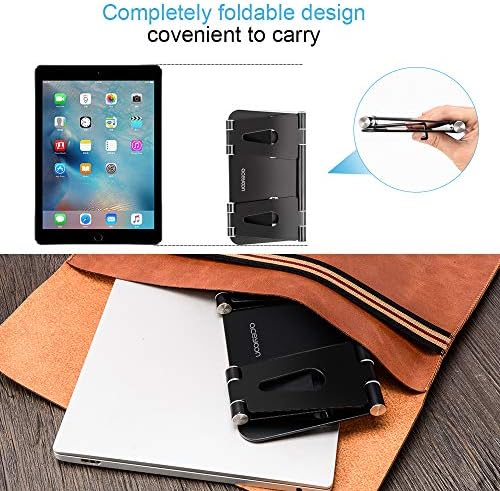 Aceyoon Ergonomic Aluminum Tablet & Phone Stand – Versatile Dual Device Holder for i Pads and Smartphones, Adjustable Viewing Angles for Optimal Comfort, Portable and Foldable Design Perfect for Home Office, Sleek Matte Black Finish Enhancing Modern Workspaces