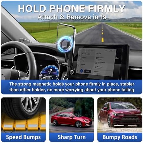 Custom-Fit 360-Degree Rotation Car Phone Holder for Toyota Corolla 2019-2025 & Corolla Cross 2022-2025 – Hands-Free Cell Phone Cradle with 8-Inch Screen Compatibility – Elevate Driving Safety and Convenience with Sturdy, Easy-Install Mount