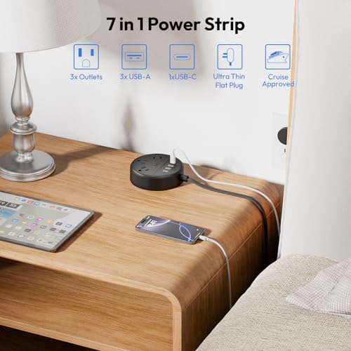 Stylish 25 ft Rose Pink Extension Cord by NTONPOWER – Flat Plug Power Strip with 3 AC Outlets & 2 USB Ports, Versatile Wall Mount Charging Station for Home, Dorm, or Office – ETL Certified for Enhanced Safety and Performance