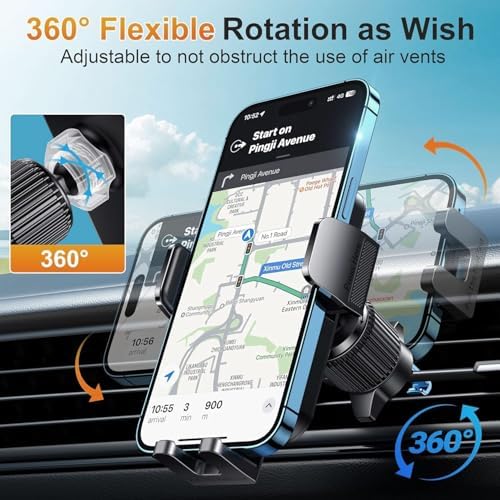 Military-Grade Suction Car Phone Holder – 3-in-1 Versatile Mount for Dashboard, Windshield & Air Vent – Universal Fit for i Phone & Android – Enhanced Stability with 360-Degree Rotation for Safe Navigation & Hands-Free Use
