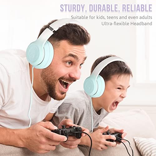 Rockpapa L22 Purple Over-Ear Headphones for Kids & Women – Lightweight, Foldable, and Durable Wired Design with Built-In Microphone for Clear Hands-Free Communication, Perfect for School, Travel, and Daily Use – High-Quality Stereo Sound and Tangle-Free Cord for Seamless Audio Enjoyment