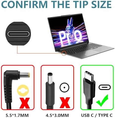 65 W Universal USB-C Fast Power Adapter – High-Efficiency Charger for Chromebooks, Mac Book Pro, Dell Latitude, Lenovo Think Pad, and ASUS Laptops – Quick Charge PD3.0 Technology for Optimal Performance Across USB-C Devices – Ideal Replacement for 61 W/65 W Chargers – Enhanced Compatibility for All Your Gadgets