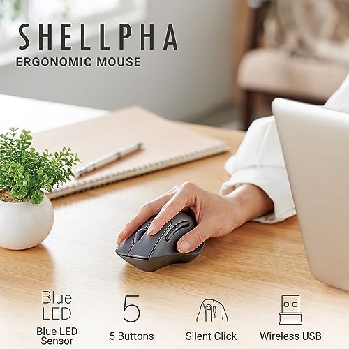 Elevate Your Productivity with the ELECOM Wireless Ergonomic Mouse – Silent Click, 2000 DPI Precision, 20-Month Battery Life, and Stylish White Design for PCs, Macs, and Laptops – Perfect for Home or Office Use
