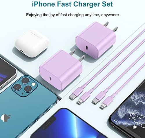 MFi Certified 20 W USB-C to Lightning Fast Charger for i Phone 14/13/12 – 6 FT Durable Cable & Power Delivery Block in Stylish Blue – Ultimate Solution for Rapid Charging of All Apple Devices Including i Pad Pro, XS, XR, 8 Plus – Optimized for Reliability and Speed