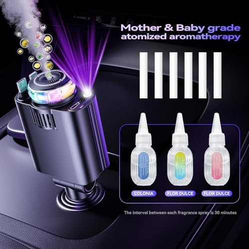 Revolutionary 5-in-1 Retractable Car Charger with Aromatherapy and Starlight Projection – 69 W Fast USB-C Charger for i Phone 16/15/14/13/12 and Android Devices, Dual Charging Ports, Stress-Relieving Air Freshener, and Tangle-Free Design for Enhanced Driving Comfort