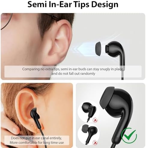 Elevate Your Audio Experience with USB C Wired Earbuds – Premium Noise-Canceling Headphones for i Phone 16 Series & Samsung Galaxy S25 Ultra – Comfortable In-Ear Fit with Integrated Microphone for Seamless Calls – Ideal for Music Enthusiasts & Professionals – Superior Hi-Fi Sound Quality with Enhanced Compatibility and Tangle-Free Design