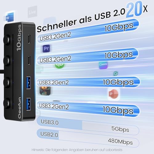 Revolutionize Your Connectivity with the Qeefun 4-Port USB 3.0 Hub – High-Speed 5 Gbps Data Transfer, Individual LED Power Switches, and 2 ft Extension Cable for Ultimate Flexibility – Perfect USB Splitter for Laptops, PCs, i Macs, and More! Enhance Your Workspace Efficiency and Control Multiple Devices Effortlessly!