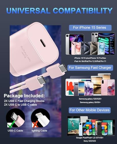 30 W Ultra-Fast USB C Wall Charger with 10 FT Cable in Stylish Purple Gradient | Rapid Charging Solution for Phone 15 Series & S24 Ultra Plus | Compact & Versatile Power Adapter for Modern Devices