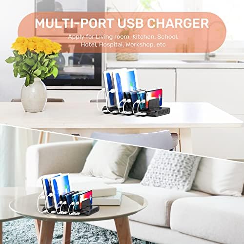 Alxum 10-Port USB Charging Hub – 60 W High-Speed Multi-Device Charger for Smartphones & Tablets – Fast Charging Station with Smart IC Technology for Optimal Power Distribution – Sleek Black Design for Home & Office Use – Ideal USB Charging Solution for Family & Workstations