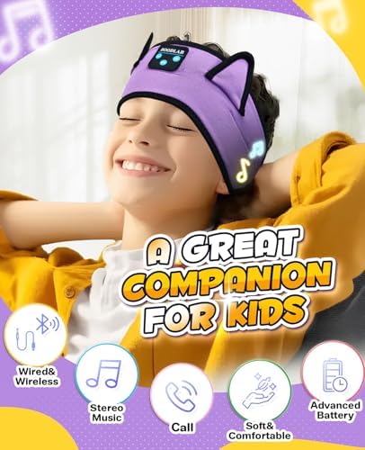 Premium Safe Listening Kids Headphones – Versatile Bluetooth & Wired Connectivity – Ultra-Comfort Stretchy Headband for Secure Fit – Travel-Friendly Audio Gear for Toddlers and Babies – Exceptional Device Compatibility – Lightweight, Durable Design for Everyday Adventures