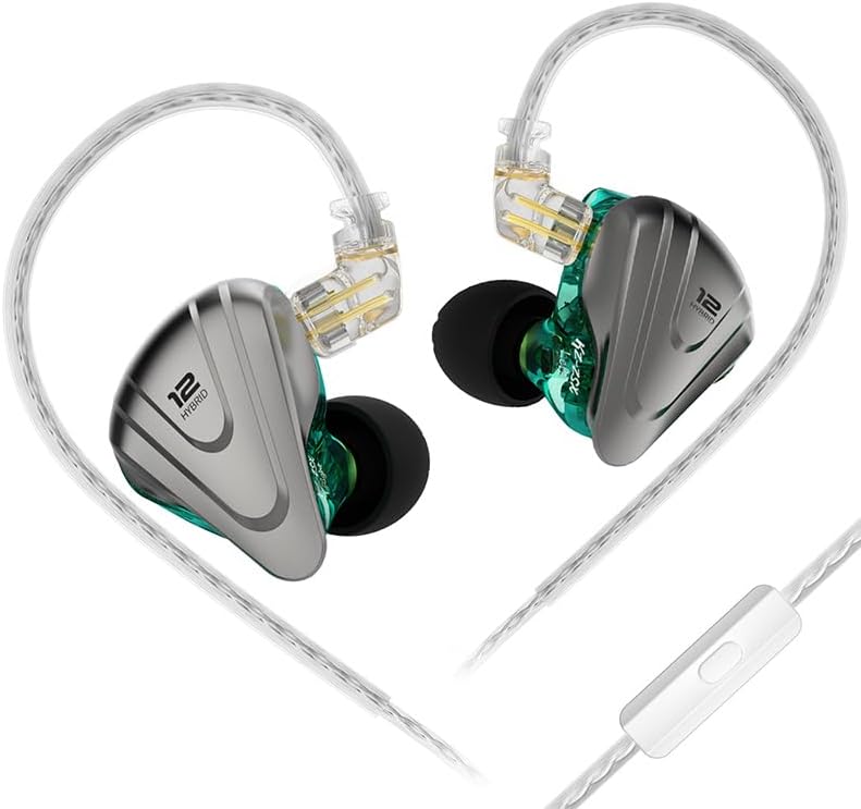 Kinboofi KZ ZSX Hybrid Hi-Fi IEM Earphones with 5 BA & 1 DD Drivers – Professional In-Ear Monitors for Musicians and Audio Aficionados – Detachable 2-Pin Cable, Ergonomic Design for Ultimate Comfort and Sound Isolation (Black, No Mic) – Unmatched Versatility and Durability for Studio and Stage Use