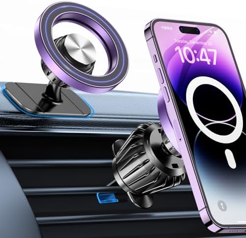 Kaistyle Mag Safe Car Mount: Ultra-Strong 20-Magnet Magnetic Phone Holder with 360° Rotation for i Phone 12-16 Plus | Premium Dashboard Accessory for Safe Navigation | Effortless Installation & Maximum Stability for Modern Drivers