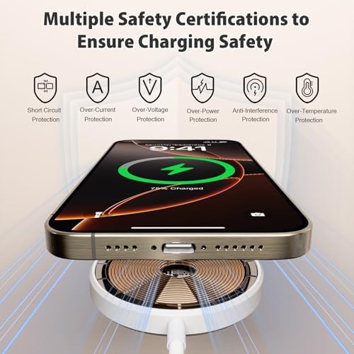 Enhanced 6 FT Magnetic Wireless Charger for i Phone – 15 W Fast Charging Pad with 20 W USB-C Adapter – Ultimate Compatibility for i Phone 16/15 Series & Air Pods – Secure Magnetic Alignment & Intelligent Safety Features – Travel-Friendly Design for Effortless Charging at Home, Office, or On-the-Go – Experience 3 X Faster Charging with Robust Protection Against Overheating and Short-Circuiting – Perfect for Mag Safe Cases – Say Goodbye to Cable Clutter with This Sleek, Ultra-Thin Charger – Ideal for Modern Mobile Users Seeking Efficiency and Reliability in Power Solutions – Charge Safely and Swiftly While Enjoying Your Device – Get Yours Today for Unmatched Convenience in Wireless Charging!