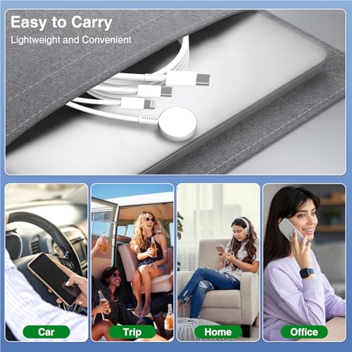 3 in 1 2025 Upgraded Apple Watch Charger,USB C Charger for iPhone 16 15 14 /iWatch/Samsung/AirPods 4 Multiple Devices Fast Charging Cable Travel Essentials Cords for iWatch Ultra/SE/10/9/8/7/6/3-Pink – Enhanced Compatibility and Speed