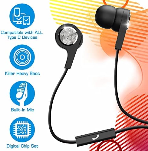 Maxell USB Type C Heavy Bass Earbuds with Built-in Microphone – Immerse Yourself in Superior Sound Quality and Fast Connectivity for i Phone 14, Samsung, Google Pixel, and More – Noise-Isolating Design for Ultimate Comfort and Enhanced Listening Experience, Ideal for Everyday Use