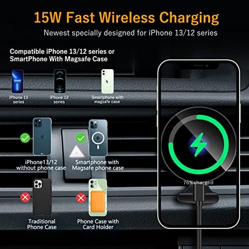 Revolutionize Your Driving Experience with the 15 W Magnetic Wireless Car Charger CD Slot Mount – Fast Charging for i Phone 13/12 Series with Effortless Mag-Safe Compatibility and Secure Auto-Alignment, Ideal for Hands-Free Navigation and Safety in Your Vehicle