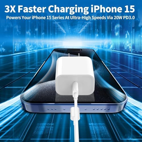 Maximize Your Charging Efficiency with the Premium 3-Pack i Phone 16/15 Fast Charge Bundle: MFi Certified 20 W USB-C Wall Adapters and 6.6 FT Type-C Cable for Ultimate Performance and Versatility – Perfect for Home, Office, or Travel Needs