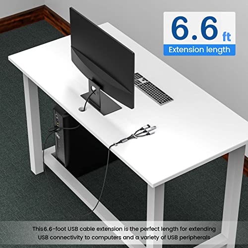 Fidioto 6.6 ft USB Extension Cable Splitter – Expand Your Connectivity with 1 Male to 4 Female Ports for Effortless Data Transfer and Charging – Ideal USB Hub Adapter for Printers, Keyboards, Flash Drives, Play Station, Laptops, and More, Ensuring Superior Compatibility and High-Speed Performance for All Your Peripheral Devices