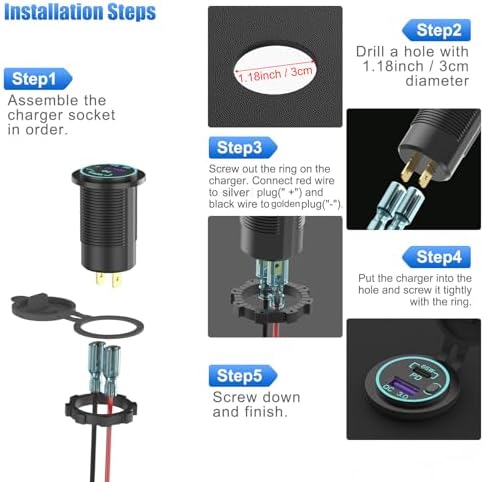 Experience Unmatched Charging Power with the Boostable 12 V USB C Charger – 65 W PD3.0 & 18 W Quick Charge 3.0 for Laptops, Tablets, and Phones – Waterproof Car, Marine, Motorcycle & RV Socket with Built-in Power Switch for Ultimate Convenience and Reliability. Perfect for Adventure Seekers and Tech Enthusiasts Alike!