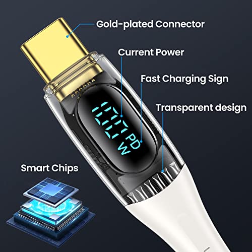 USAMS 100 W 6.6 FT 5 A USB C Multi Charging Cable – Versatile 5-in-1 Fast Charger with LED Display for Seamless Power Delivery to Laptops, Tablets, and Smartphones – Premium Durability and Enhanced Compatibility for Efficient Charging on the Go