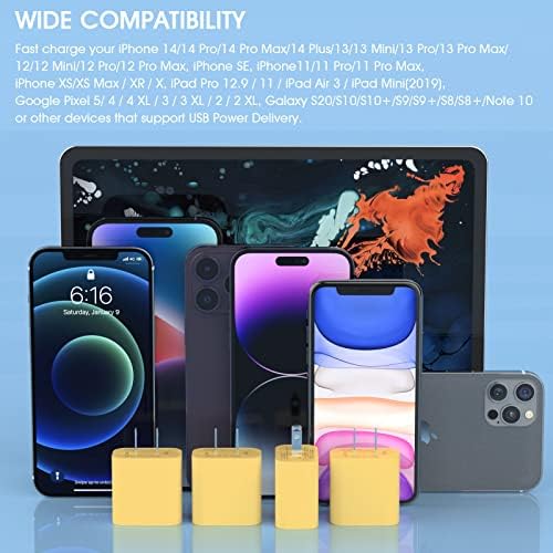 i GENJUN 4 Pack USB C Fast Charger Block – 20 W Power Delivery 3.0 Wall Adapter for i Phone 16/15/14, Galaxy & Pixel – Portable Type C Power Adapter for Air Pods Pro – Compact Travel Essential with Superior Speed and Compatibility