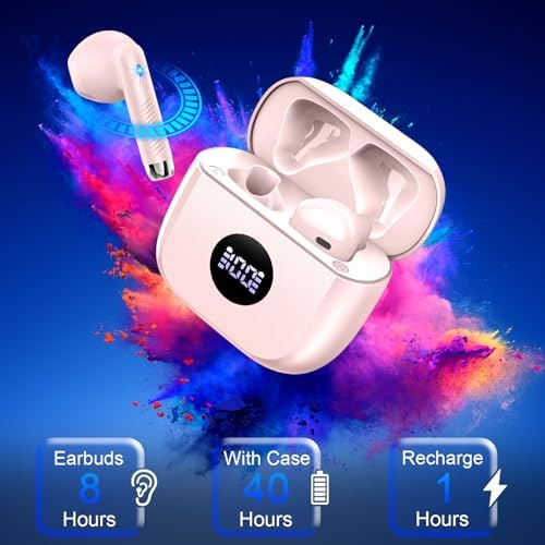 Unleash Premium Sound with Jxrev 2025 Wireless Earbuds – Advanced Bluetooth 5.4 Tech for Effortless Connectivity, Hi-Fi Stereo Audio for Unmatched Clarity, IP7 Waterproof Design for Ultimate Protection, 40-Hour Playtime for All-Day Listening, Enhanced 4-Mic Noise Cancellation for Crystal-Clear Calls, LED Battery Life Indicator for Convenience, Perfect for Active Lifestyles and Daily Use