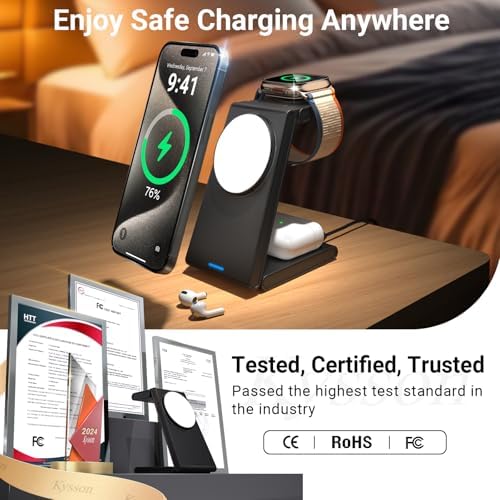 Ultimate Foldable 3-in-1 Wireless Charging Station for i Phone, Apple Watch & Air Pods – Travel-Friendly Magnetic Charger Stand for i Phone 12/13/14/15/16 in Pure White – Fast, Compact, and Versatile Power Solution for Multiple Devices