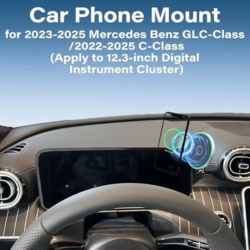 Car Phone Holder for 2020-2022 Mercedes Benz GLC / 2019-2021 C-Class Accessories Apply to 10.25 Inch Touch Screen 15W Fast Wireless Charger Screen Fixed Clip Cell Phone Mount – Enhanced Compatibility and Speed