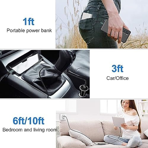 Premium 10 FT Braided USB Type-C Cable 5-Pack – High-Speed 3 A Fast Charging for Samsung Galaxy S10/S9/S8 Plus, Note 10/9/8, LG V50/V40/G8/G7 – Durable and Flexible Charge & Data Transfer Solution – Essential Accessory for Home, Office, and Travel