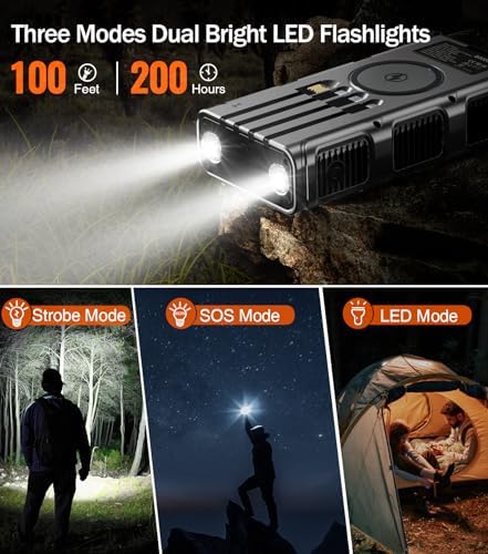 Ultimate 45800 m Ah Solar Wireless Power Bank with Hand Crank & Fast Charging – 7 Outputs, 4 Inputs, SOS Flashlight & Compass for Outdoor Adventures and Emergency Preparedness