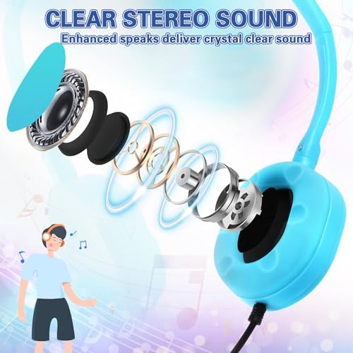 Colorful Classroom Headphones for Kids | Durable 6-Pack Wired Earbuds with Adjustable Fit | Engaging Audio Experience for Enhanced Focus | Compatible with Computers & Chromebooks | Perfect for Group Learning Activities and Young Learners